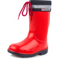 Ladeheid Kinder Gummistiefel mit Stulpe Regenstiefel für Jungen und Mädchen LA-972 (Rot/Schwarz, 22 EU)