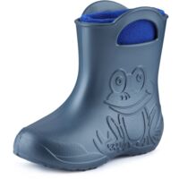 Ladeheid EVA Kinder Jungen Mädchen Gummistiefel Regenschuhe gefüttert LA-CA-03 (Metallisches Blau/Marineblau-2, 28/29 EU)