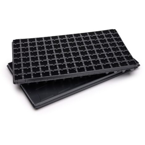 Garronda Bac à Semis, Plateau de Semis 112 Cellules, Mini Serre Interieur pour Germination et Culture, Plaque de semis idéal pour Potager, Bac de Germination avec Drainage (53x32 cm, Noir)