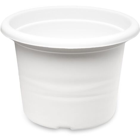 Garronda Pot de Fleurs Plastique Pot Rond pour Fleurs et Plantes GD-0022 (Blanc, ⌀ 20cm H 14cm)