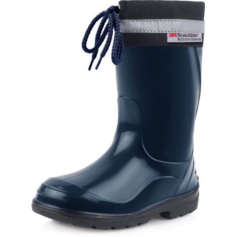 Ladeheid Bottes de Pluie Mixte Enfant Bottes en Caoutchouc Resistantes à l'eau pour Fille et Garçon Chaussures Imperméables LA-972 (Bleu Foncé/Noir, 28 EU)