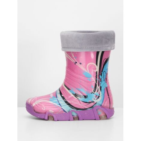 Ladeheid Bottes De Pluie Enfant Fourrées - Bottes PVC Mi-Mollet Garçon Fille - Antidérapantes Et Chaudes