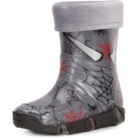 Ladeheid Bottes de Pluie Chaussure Enfant Fille Garçon Swk40 (Gris Foncé Araignées 40, 25/26 EU)