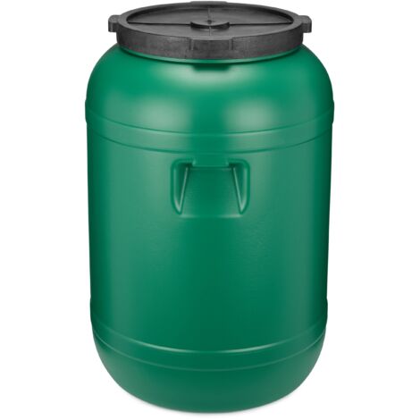 Garronda réservoir d'eau de 120 litres, Baril Alimentaire, fût à Large Ouverture en HDPE et sans BPA, tonneau de Jardin, bac à Aliments pour Animaux, conteneur d'eau, tonneau Universel GD-0078, Vert (1/5)
