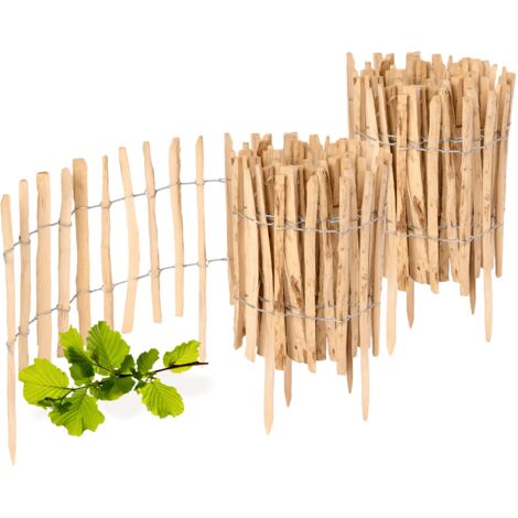 Garronda Cloture Jardin Exterieur à Planter en noisetier, clôture Jardin, clôture Bois, Bordure en Bois, ganivelle de Potager Exterieur GD-0156 Lot de 2 (Écart des Lattes: 3-5 cm, 35 cm x 5m)