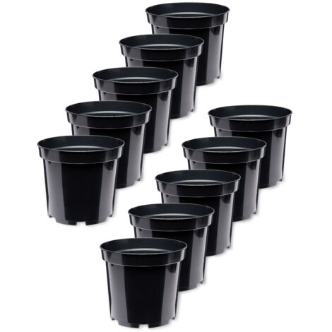Garronda Pots Horticulture Ronds Pots pour Culture de Plants de Plantes et Fleurs GD-0025 (10 Pièces Noir, ⌀ 41,5cm H=30,5cm)