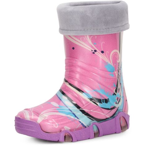Ladeheid Bottes de Pluie Chaussure Enfant Fille Garçon Swk33 (Violet Modèle-33, 27/28 EU)