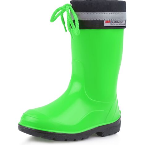 Ladeheid Bottes de Pluie Mixte Enfant Bottes en Caoutchouc Resistantes à l'eau pour Fille et Garçon Chaussures Imperméables LA-972 (Vert/Noir, 31 EU)