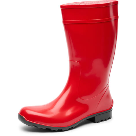 Ladeheid Bottes de Pluie Femme en Caoutchouc PVC avec Semelle Extérieure Antidérapante 100% Imperméable Chaussures pour Femmes résistantes à l'eau LA-967 (Rouge/Noir, 40 EU)