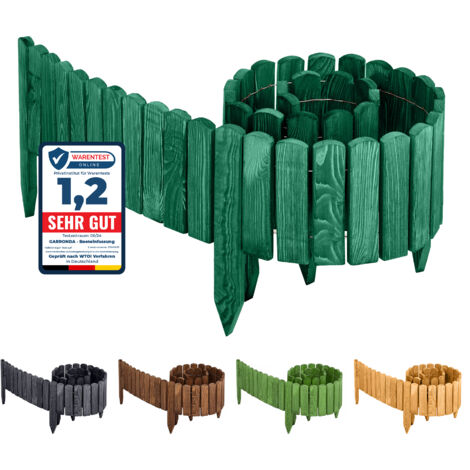 Garronda clôture de Jardin en Bois Bordure Jardin Cloture Jardin Exterieur Barrières de Jardin de Bois Palissade Bordurette de Jardin Longueur: 200 cm GD-0046 (Vert émeraude, Hauteur: 40 cm)