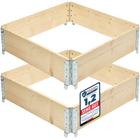 Garronda Carré Potager modulable en Bois Naturel 80x80x20 cm – Jardinière extérieure en palettes, empilable et Pliable, pour Jardin, Plantes, Fleurs, Herbes, Fruits et légumes GD-0141, 2 pièces