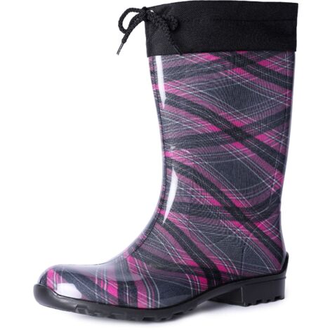 Ladeheid Bottes de Pluie Femme LA-968 (Violet/Carreaux, 39 EU)