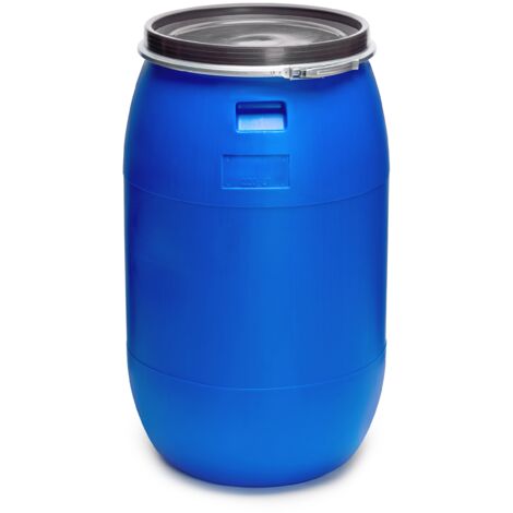Garronda réservoir d'eau de 220 litres, Baril Alimentaire, fût à Large Ouverture en HDPE et sans BPA, tonneau de Jardin, bac à Aliments pour Animaux, conteneur d'eau, tonneau Universel GD-0078, Bleu