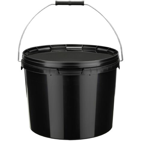 Garronda Seau avec Couvercle 10 L pour Le Stockage de Produits Alimentaires et Chimiques 1 Pièce Noir GD-0104