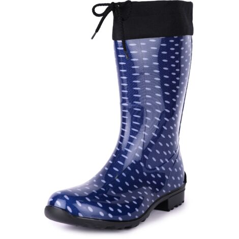 Ladeheid Bottes de Pluie Femme LA-968 (Bleu Foncé/Points, 37 EU)