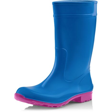Ladeheid Bottes de Pluie Femme en Caoutchouc PVC avec Semelle Extérieure Antidérapante 100% Imperméable Chaussures pour Femmes résistantes à l'eau LA-967 (Bleu/Rose, 40 EU)