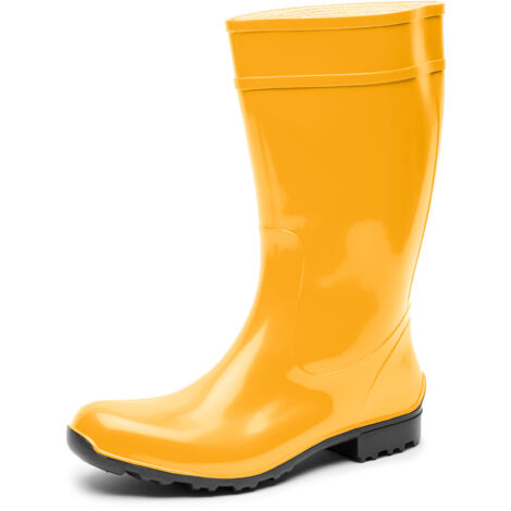 Ladeheid Bottes de Pluie Femme en Caoutchouc PVC avec Semelle Extérieure Antidérapante 100% Imperméable Chaussures pour Femmes résistantes à l'eau LA-967 (Jaune/Noir, 40 EU)