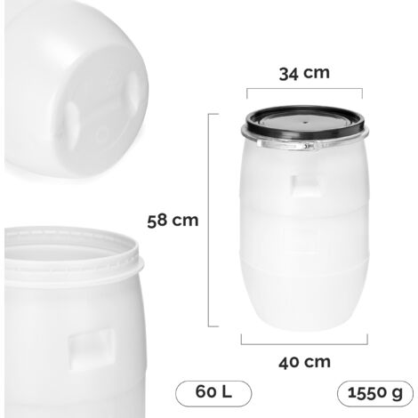 Garronda Lot de 2 réservoir d'eau de 220 L, Baril Alimentaire, fût à Large Ouverture en HDPE et sans BPA, tonneau de Jardin, bac à Aliments pour Animaux, conteneur d'eau, tonneau Universel Garronda Lot de 2 réservoir d'eau de 220 L, Baril Alimentaire, fût à Large Ouverture en HDPE et sans BPA, tonneau de Jardin, bac à Aliments pour Animaux, conteneur d'eau, tonneau Universel
