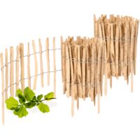 Garronda Cloture Jardin Exterieur à Planter en noisetier, clôture Jardin, clôture Bois, Bordure en Bois, ganivelle de Potager Exterieur GD-0156 Lot de 2 (Écart des Lattes: 3-5 cm, 35 cm x 5m)