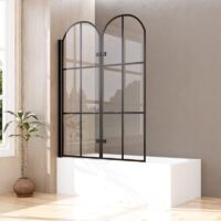 120 x 140 cm Pare-baignoire avec grille imprimée noire Paroi de douche pour baignoire Paroi de douche pour baignoire Paroi pliante Paroi de douche pour baignoire Paroi de douche, 2 pièces, verre de sé