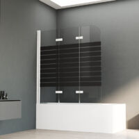 Blanc Pare-baignoire 120x140cm Paroi de douche pour baignoire, 3 parties, pliable, verre de sécurité ESG 6 mm