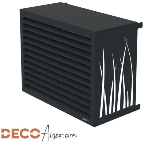 Cache climatiseur à lames persiennes – Métal anthracite (RAL 7016) – Anti-rouille, aucun entretien requis – Adaptable au sol ou mur