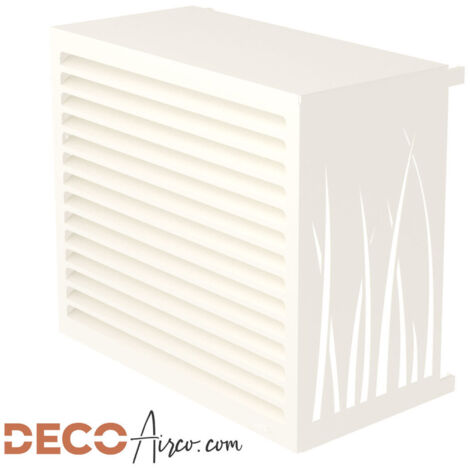 Cache climatiseur taille L – Métal blanc crème (RAL 9001) – Finitions haute qualité – Résistant à la rouille – Pose modulable