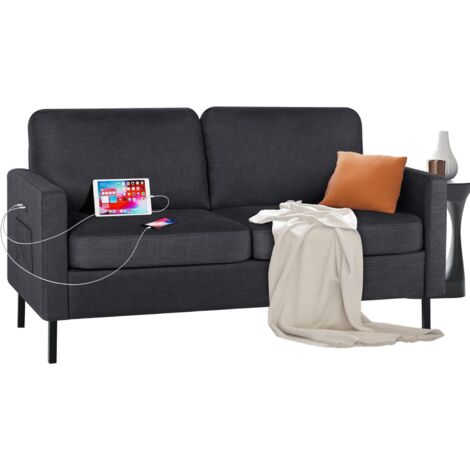 GRAVFORCE Canapé 2 Places Canapé-lit avec Fonction de Couchage Canapé Convertible Canapés avec Dossier réglable en Tissu Style Simple Gris foncé (1/5)