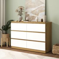 Commode 6 tiroirs en bois certifié CARB P2 – Dimensions 75H x 110L x 40D cm – Rangement moderne pour chambre et salon