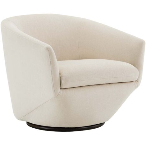 Fauteuil Pivotant CHITA, Tissu Velours, Pour Salon, Fauteuil Rond Avec Base Métallique-Blanc (1/5)