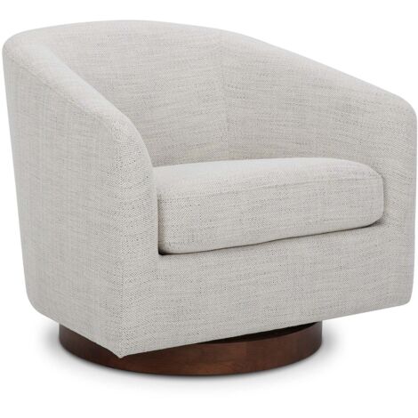 Fauteuil Pivotant CHITA, Siège Baquet Rembourré En Tissu Certifié FSC, Pour Salon-Blanc (1/5)