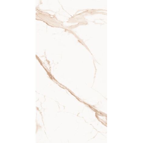 Carrelage effet marbre blanc Calacatta Dolce Gold – Full Lappato – Dimensions l.60 x L.120 cm – Intérieur/Extérieur