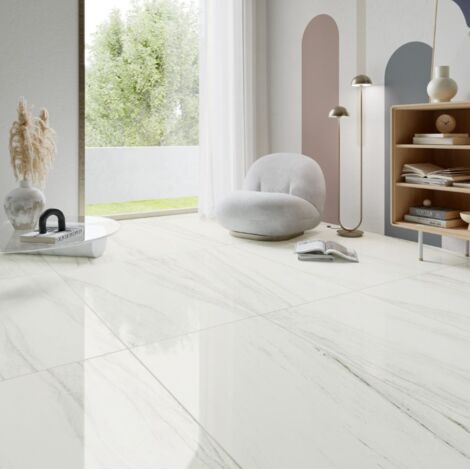 Carrelage sol/mur effet marbre blanc DOLOMITI GLAM Full Lappato int/ext l.60 x L.120 cm CERALUX