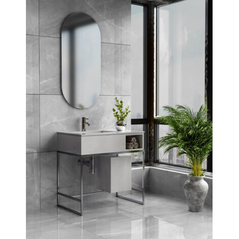 Carrelage sol/mur effet marbre gris LUMINA Full Lappato int/ext l.60 x L.120 cm CERALUX