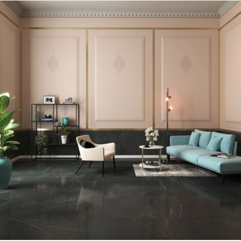 Carrelage sol/mur effet marbre noir MIDNIGHT Full lappato l.120 x L.60 cm CERALUX