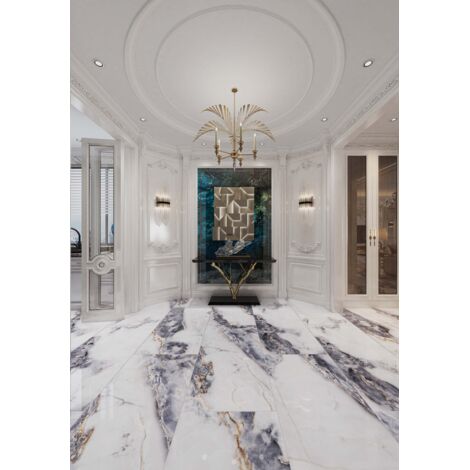 Carrelage effet marbre blanc 60x120 cm – Finition Full lappato – Intérieur/extérieur – Céramique haut de gamme
