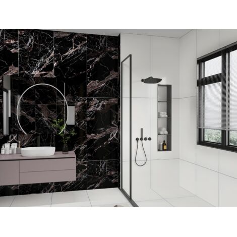 Carrelage sol/mur effet marbre noir CHRIS Full lappato int/ext l.60 x L.120 cm CERALUX
