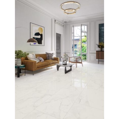 Carrelage sol/mur effet marbre blanc CALACATTA WHITE Full Lappato int/ext l.60 x L.120 cm CERALUX