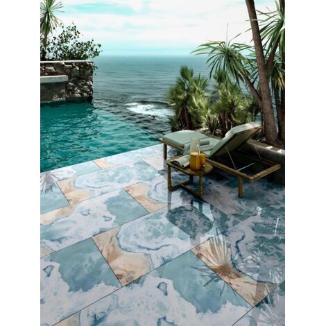 Carrelage effet marbre vert 60x120 cm – Finition Full lappato – Intérieur/extérieur – Pour compositions esthétiques uniques