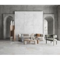 Carrelage sol/mur effet marbre blanc cassé BONY PERLA Full Lappato int/ext l.60 x L.120 cm CERALUX