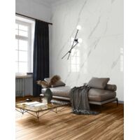 Carrelage sol/mur effet marbre blanc STATUARIO Full Lappato int/ext l.60 x L.120 cm CERALUX