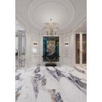 Carrelage effet marbre blanc 60x120 cm – Finition Full lappato – Intérieur/extérieur – Céramique haut de gamme