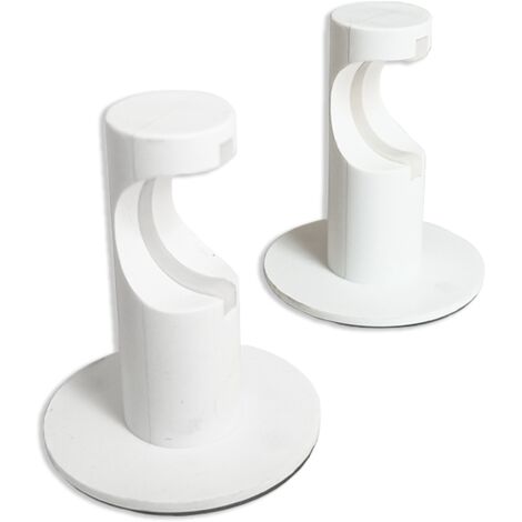 Pack de 2 supports adhésifs blancs pour tringle à rideaux légers et voilages – Ø 20 mm – Fixation murale ou fenêtre sans perçage – Design standard – Haute qualité