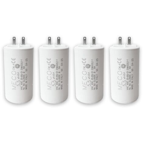 Lot de 4 – Condensateurs 5,5 µF V2 – Pour moteur de volet roulant ou store – Compatible SOMFY, SIMU, NICE – 2 fils avec connecteur – Fond plat – 450V – Haute fiabilité (1/4)