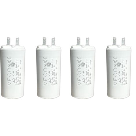 Lot de 4 – Condensateurs 3,5 µF V2 – Pour moteur de volet roulant ou store – Compatible SOMFY, SIMU, NICE – 2 fils avec connecteur – Fond plat – 450V – Usage professionnel (1/4)