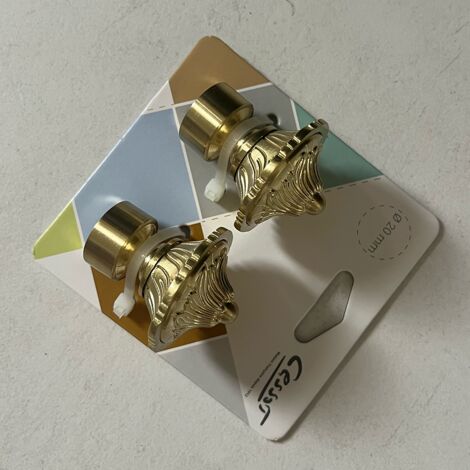 Lot de 2 embouts Louis XV en laiton pour tringle à rideaux – Ø 20 mm – Style classique baroque – Finition dorée élégante