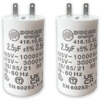 Lot de 2 – Condensateurs 2,5 µF pour moteur tubulaire de volet roulant ou store – Compatible SOMFY, SIMU, NICE – 2 cosses Faston – 450V – 6Nm