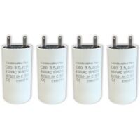 Lot de 4 – Condensateurs 3,5 µF – Gamme C+ Professionnelle – À cosses Faston 2,8 mm – Pour moteurs monophasés SOMFY, SIMU, NICE – 450V – Usage intensif