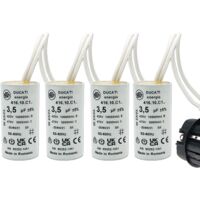 Lot de 4 – Condensateurs 3.5 µF spécial volet roulant BUBENDORFF – 2 fils avec connecteur – Fond plat – 450V