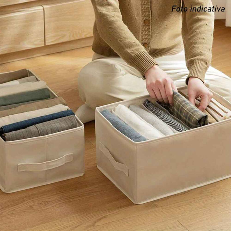 4 Scatole Portaoggetti Pieghevoli Per Armadio – 12 Scomparti Per Jeans, Maglioni, Asciugamani – Grigio, Impilabili - 3